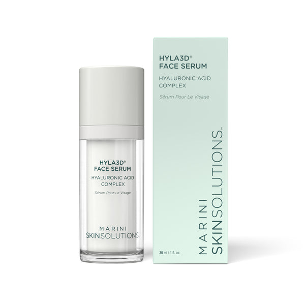 Bottle of Marini Skin Solutions HYLA3D face serum front
