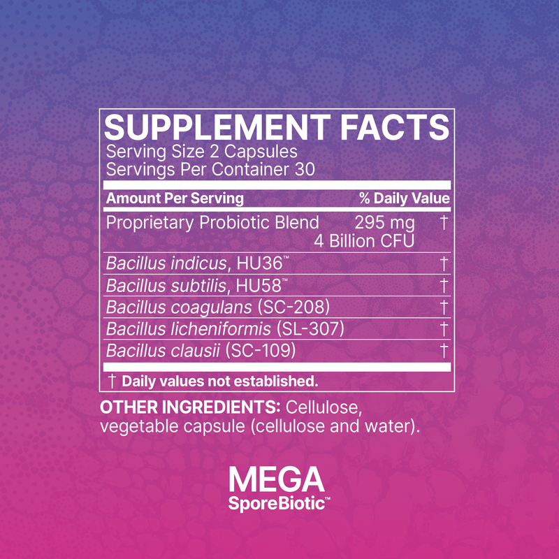 Microbiome Labs Mega SporeBiotic Probiotics Supplement Facts Label